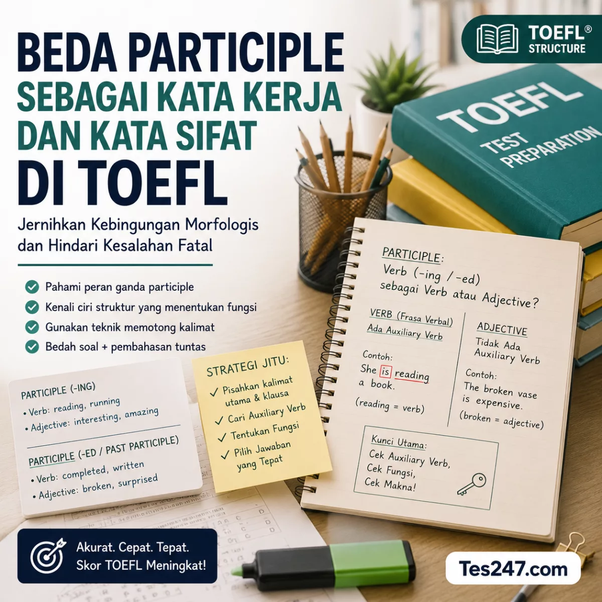 Beda Participle sebagai Kata Kerja dan Kata Sifat di TOEFL