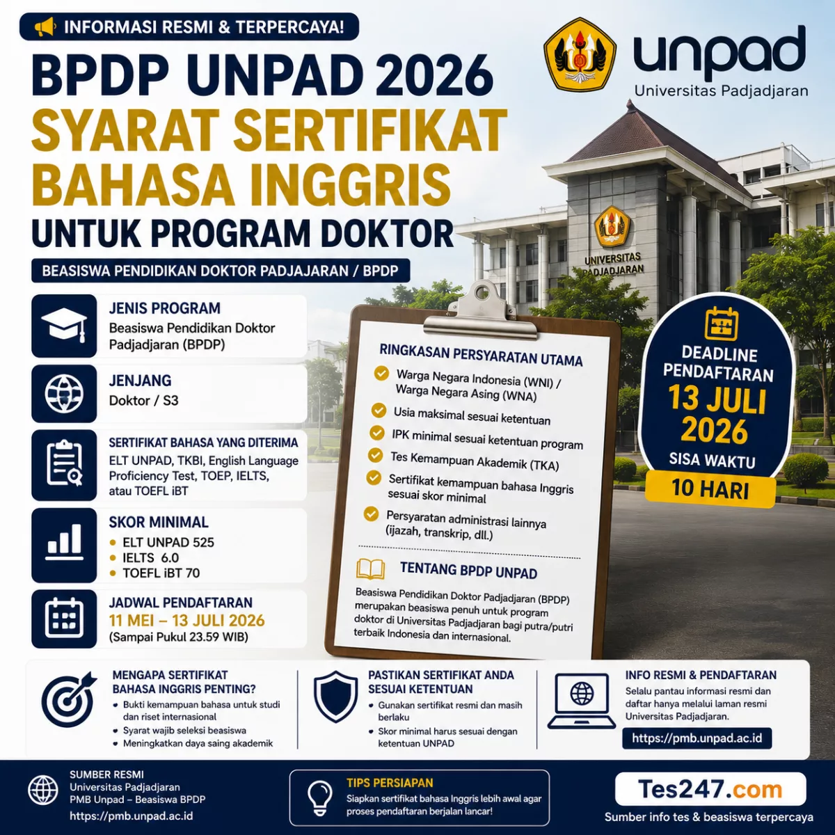 BPDP UNPAD Sertifikat Bahasa Inggris Doktor Tes247.com