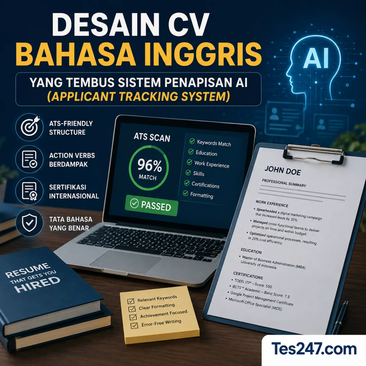 Desain CV Bahasa Inggris yang Tembus Sistem Penapisan AI
