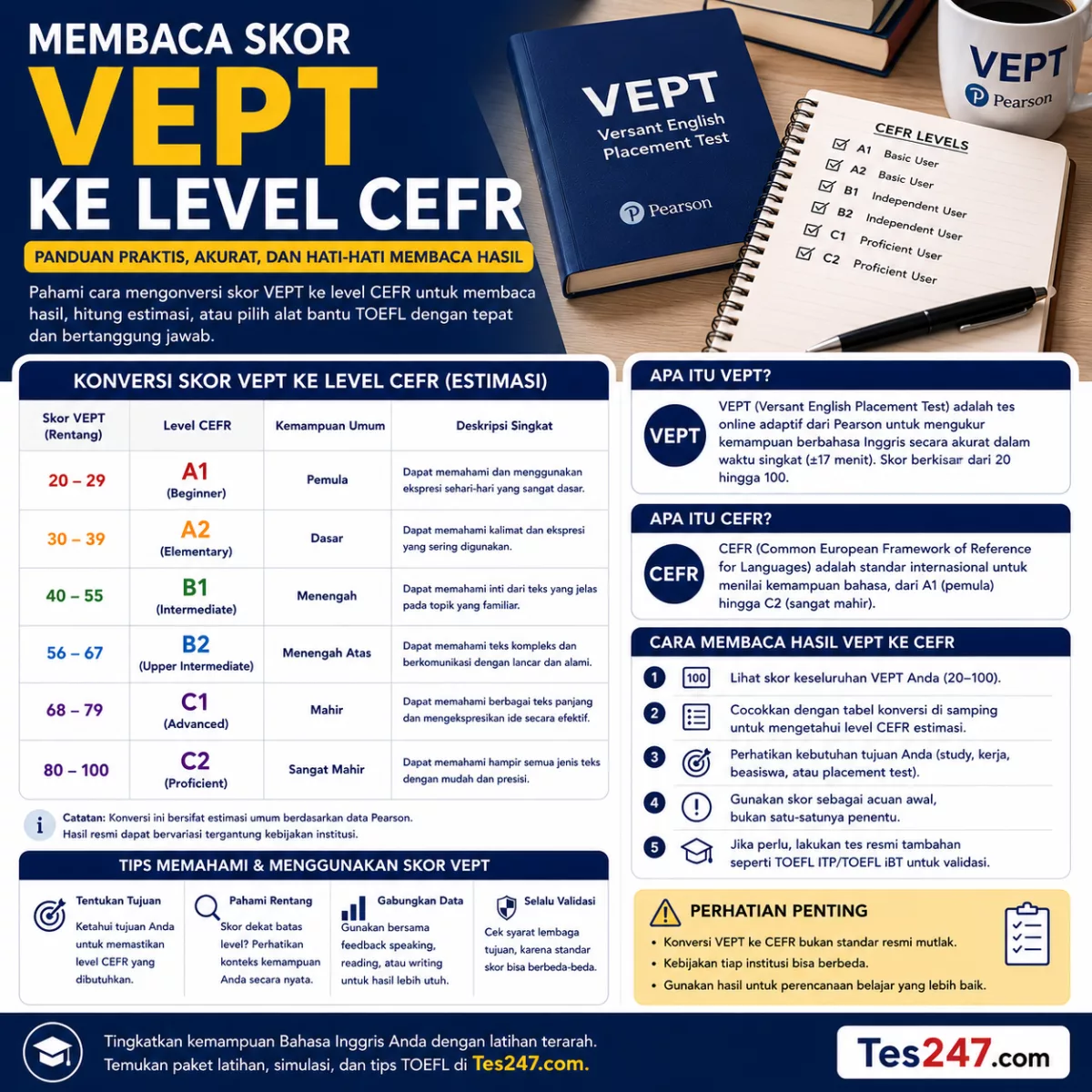 Membaca Skor VEPT ke Level CEFR Praktis Tes247.com