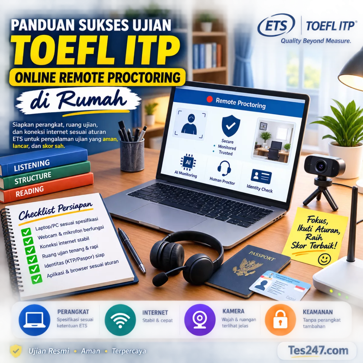 Panduan Sukses TOEFL ITP Online Remote Proctoring di Rumah