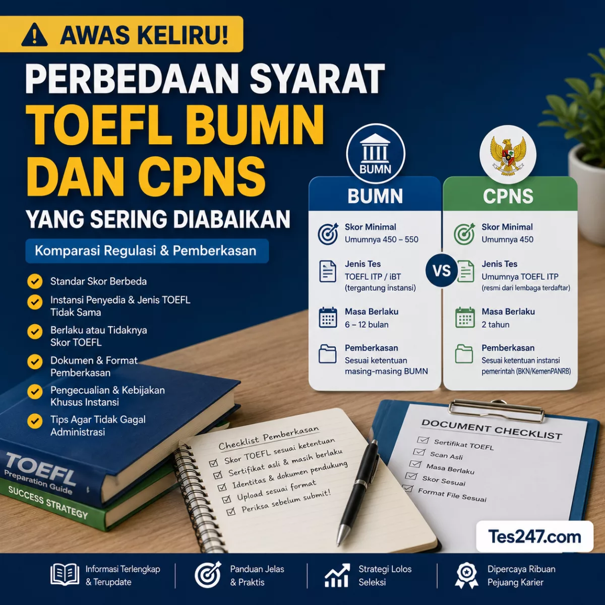 Perbedaan Syarat TOEFL BUMN dan CPNS Tes247.com