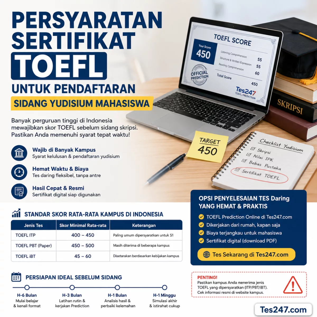 Persyaratan Sertifikat TOEFL untuk Sidang Yudisium Tes247.com
