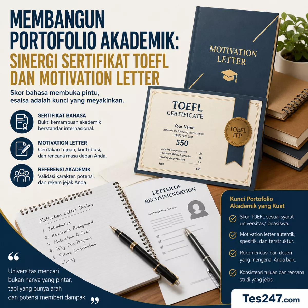 Membangun Portofolio Akademik TOEFL dan Motivation Letter