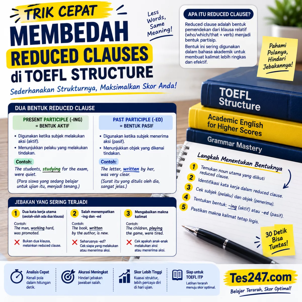 Trik Cepat Membedah Reduced Clauses di TOEFL Structure Tes247.com