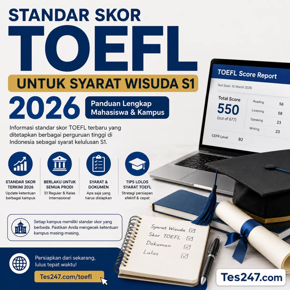 Skor TOEFL Syarat Wisuda S1 2026 Panduan Kampus Tes247.com