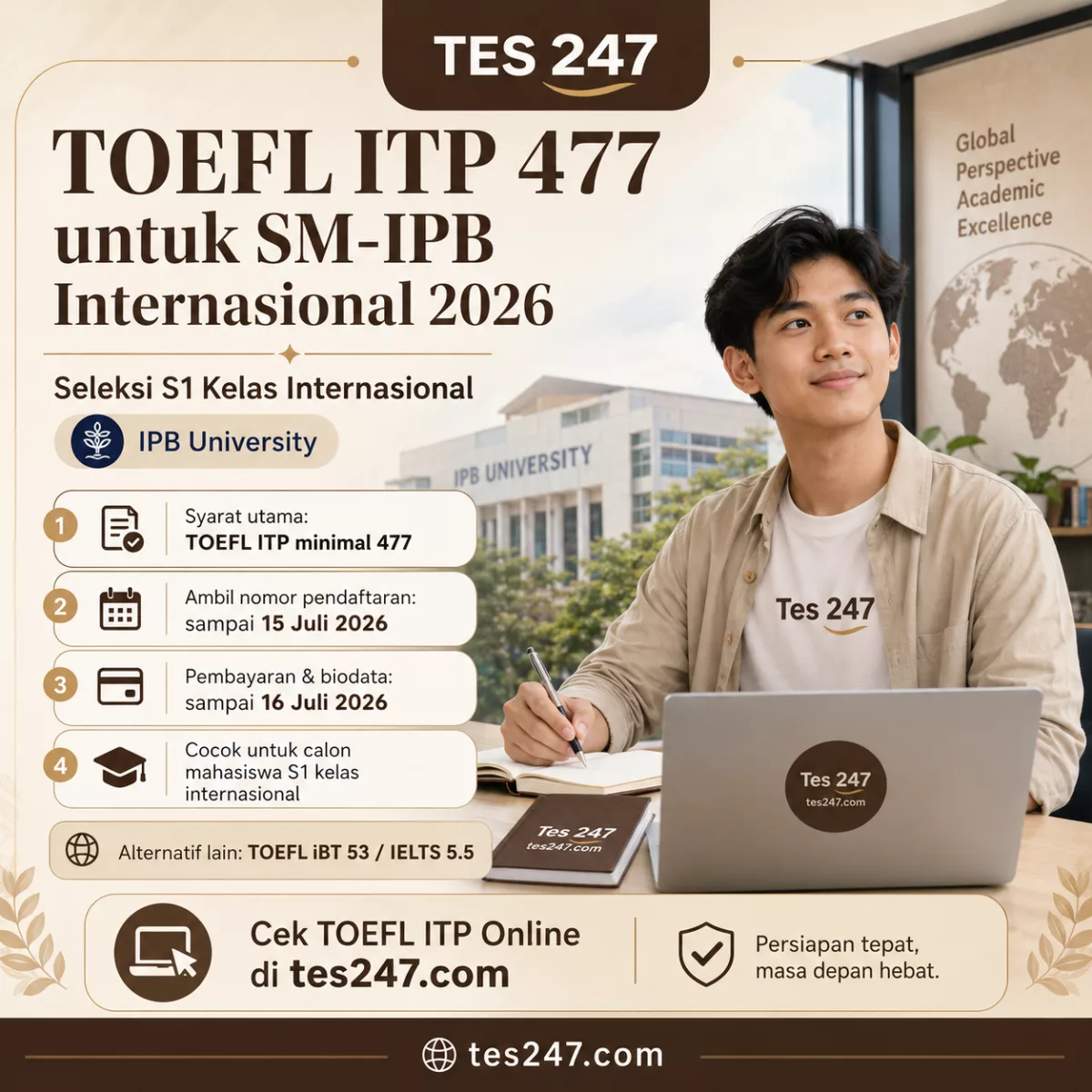 Syarat TOEFL ITP IPB University Kelas Internasional 2026 Tes247.com
