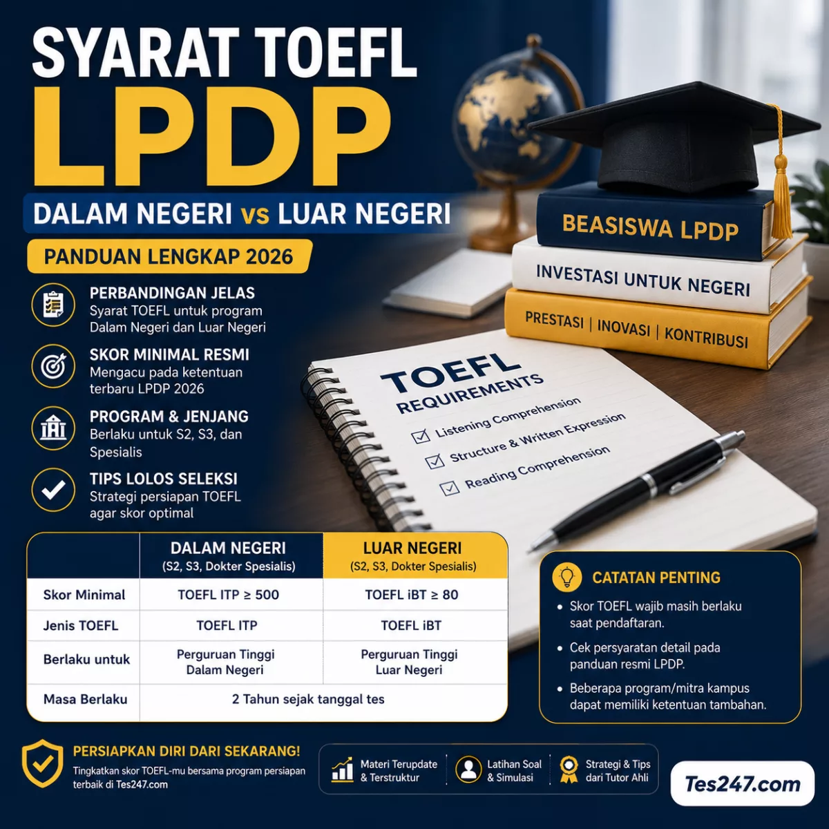 Syarat TOEFL LPDP Dalam Negeri vs Luar Negeri Tes247.com