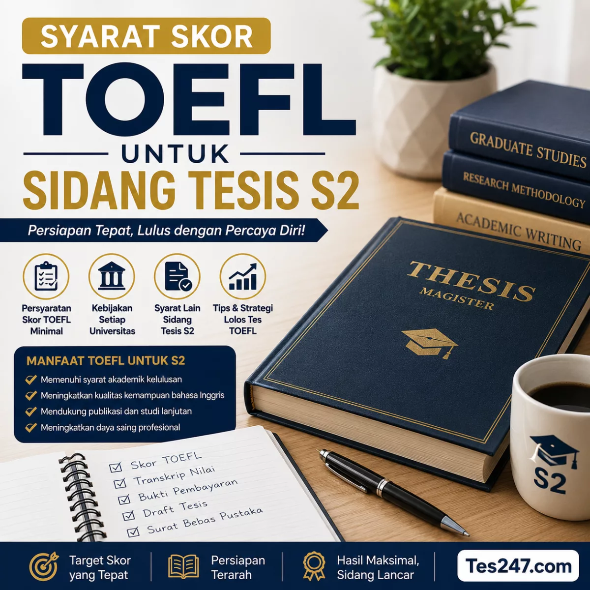 Syarat TOEFL Tesis S2 Skor Aman Sidang Tes247.com