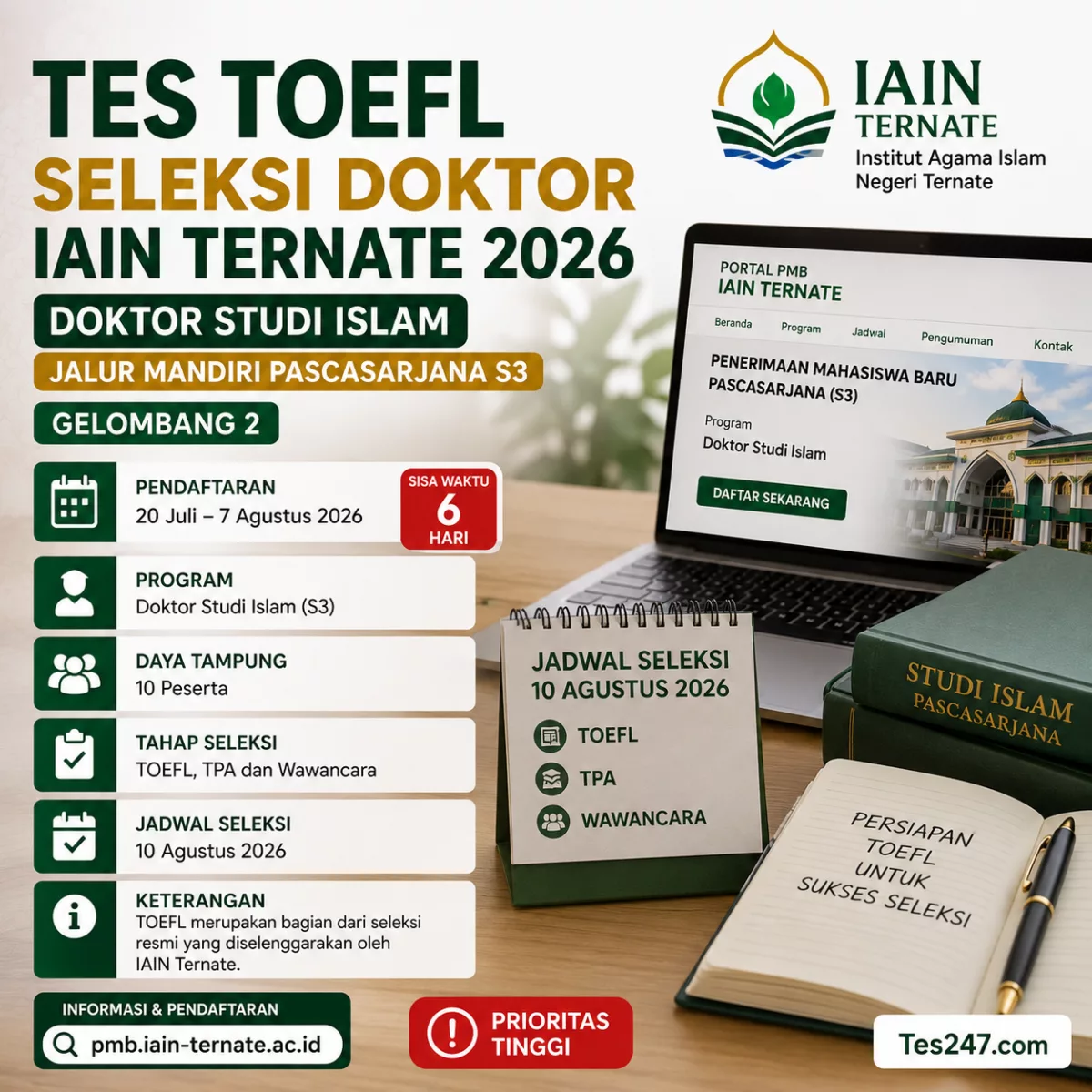 Tes TOEFL Seleksi Doktor IAIN Ternate 2026 Tes247.com