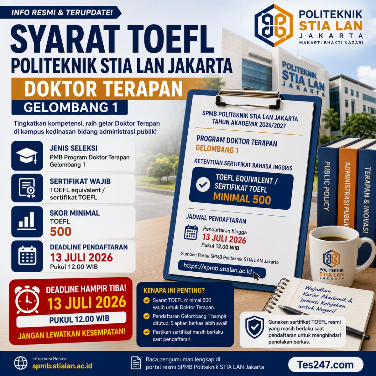 TOEFL 500 Doktor Terapan STIA LAN Jakarta