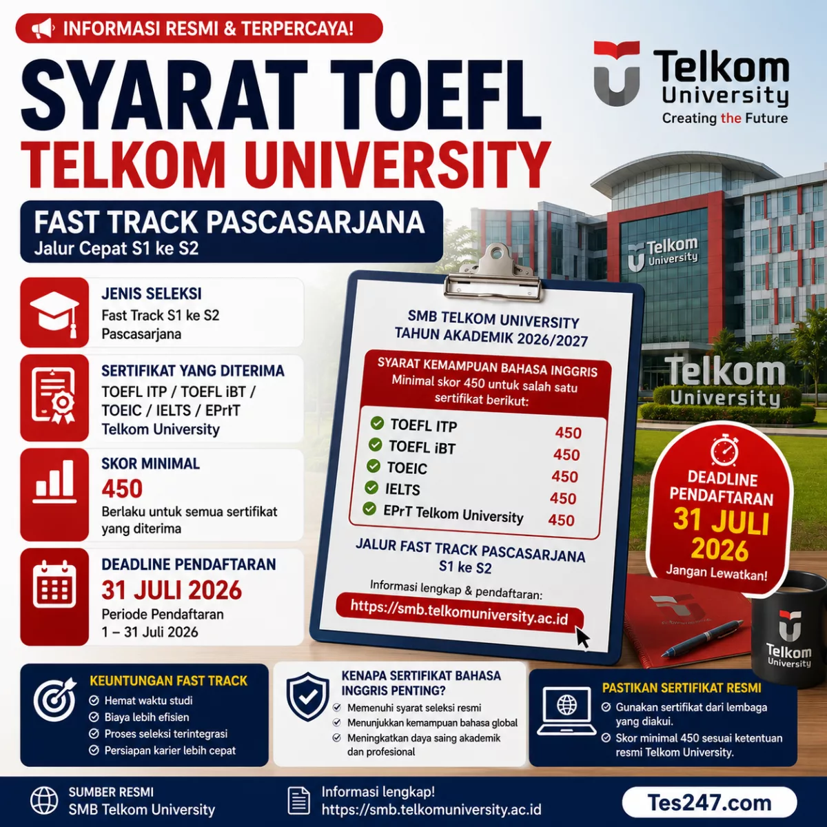 TOEFL ITP 450 Fast Track Telkom University