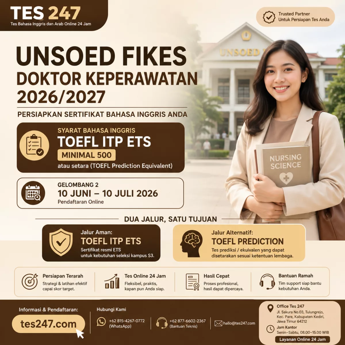 TOEFL ITP ETS 500 untuk Doktor Keperawatan Unsoed 2026