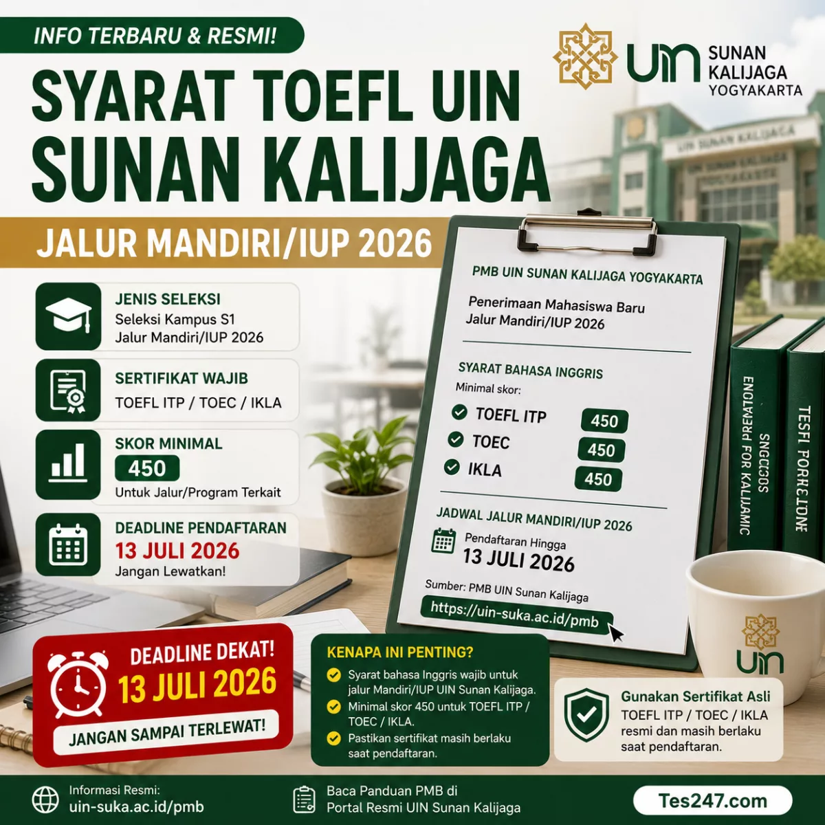 TOEFL ITP 450 IUP UIN Sunan Kalijaga 2026