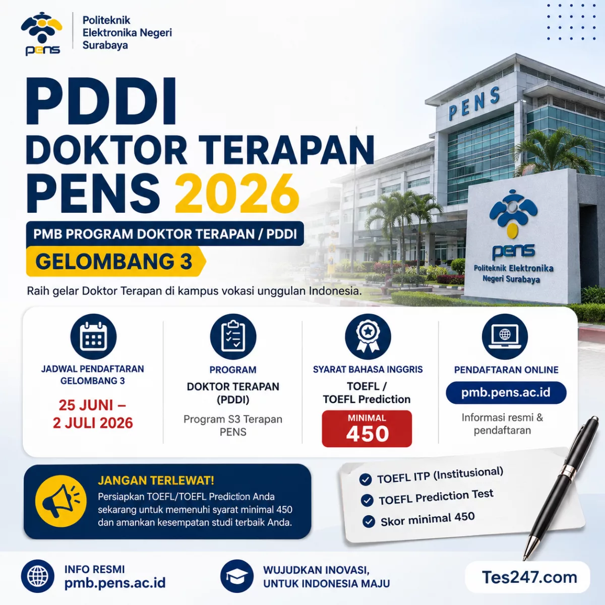 TOEFL Prediction 450 PENS PDDI 2026 Tes247.com