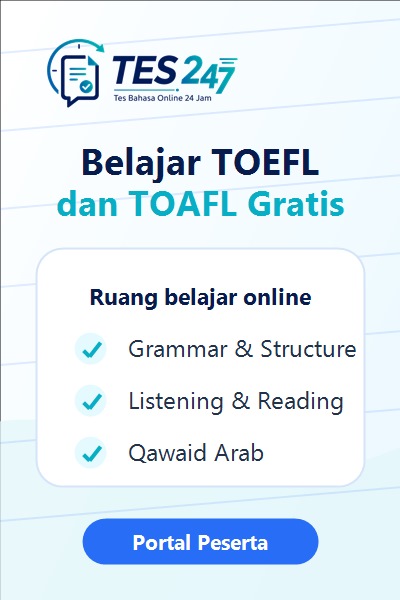 Poster belajar TOEFL dan TOAFL gratis online di Tes 247