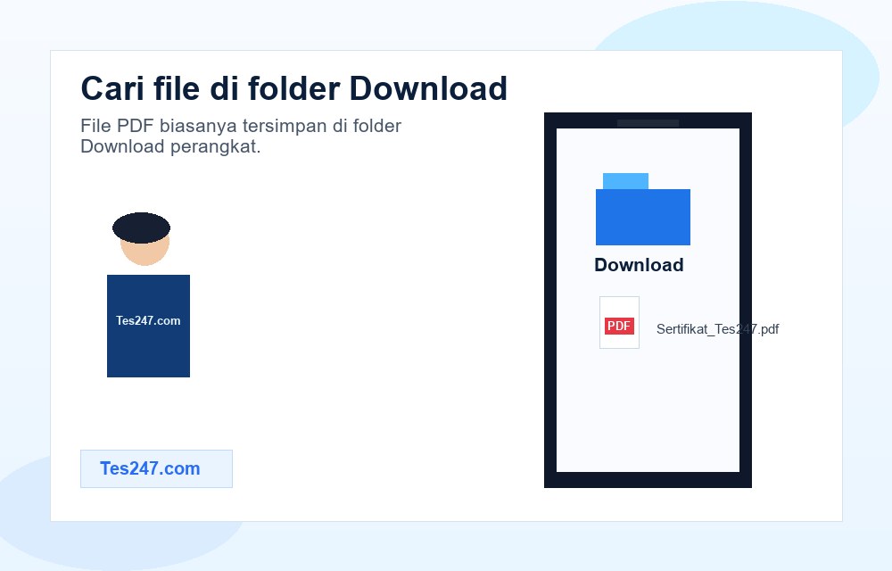 File sertifikat PDF Tes247 tersimpan di folder Download.