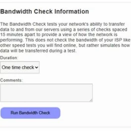 Klik Run Bandwidth Check